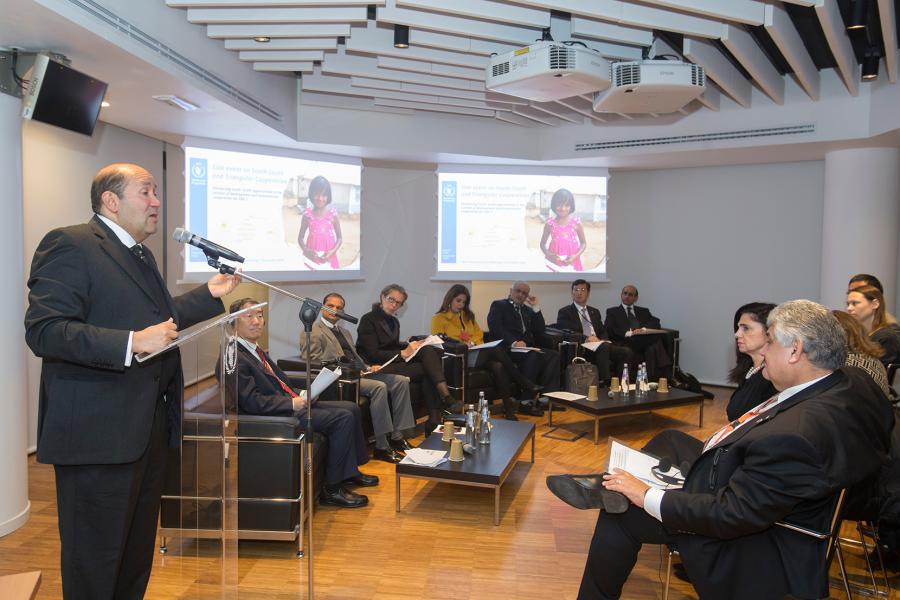 Side event sponsored by WFP Policy and Programme Division and Nutrition Division on South-South and Triangular Cooperation (SSTC) as driver for SDG 2. Photo Credit: WFP/Giulio Napolitano