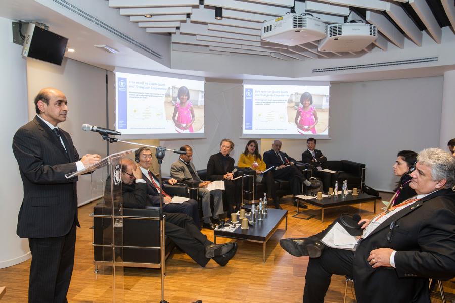Side event sponsored by WFP Policy and Programme Division and Nutrition Division on South-South and Triangular Cooperation (SSTC) as driver for SDG 2. Photo Credit: WFP/Giulio Napolitano