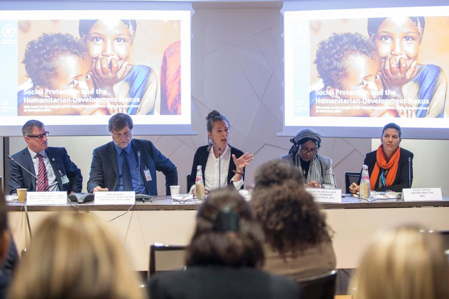 Social Protection side event sponsored by WFP Policy and Programme Division and launch of WFP-World Bank Group publication “Can We Better Bridge Humanitarian Assistance and Social Protection? Lessons from Country Experience”. Photo Credit: WFP/Giulio Napolitano