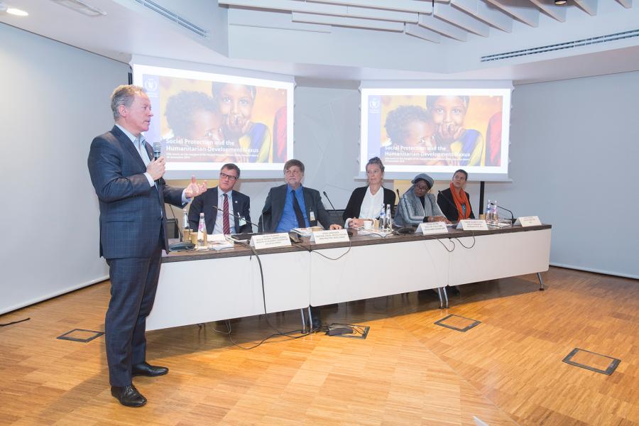 Social Protection side event sponsored by WFP Policy and Programme Division and launch of WFP-World Bank Group publication “Can We Better Bridge Humanitarian Assistance and Social Protection? Lessons from Country Experience”. Photo Credit: WFP/Giulio Napolitano