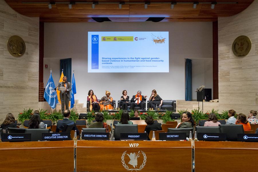 Spain and WFP Gender Division-sponsored side event on Sharing experiences in the fight against gender-based violence in humanitarian and food insecurity contexts. Photo Credit: WFP/Giulio D'Adamo