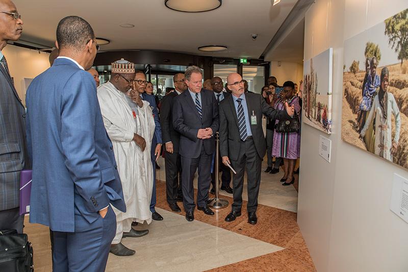 Regional Bureau for West Africa launch and ribbon-cutting ceremony for the photographic exhibition: WFP and Partners Operationalizing Integrated Resilience Packages in the Sahel: Progress, Challenges and Opportunities. Photo credit: WFP/Rein Skullerud
