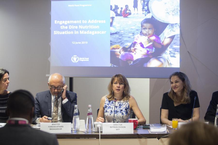 Side event hosted by the Southern Africa Regional Bureau on food insecurity in Madagascar with Foreign Minister of Madagascar, H.E. Naina Andriantsitohaina, and Princess Sarah Zeid: Engagement to Address the Dire Nutrition Situation in Madagascar_Photo Credit: WFP/Giulio Napolitano