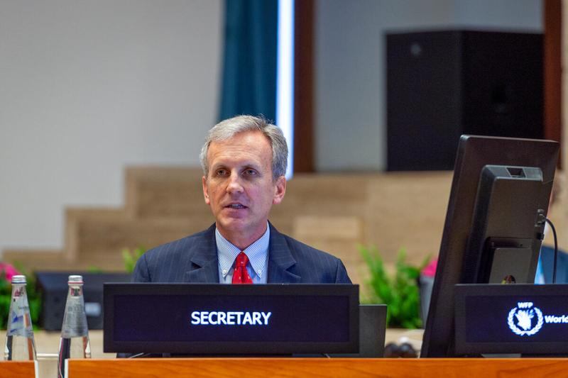WFP HQ Rome, Italy, 21 June 2021 - In the Photo: Intervention by Mr. Philip Ward, Secretary to the EB - Photo: WFP/Giulio D'Adamo