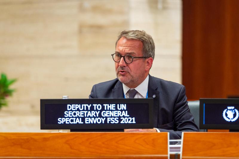 WFP HQ Rome, Italy, 21 June 2021 - In the Photo: intervention by Dr. Martin Frick, Deputy to the Special Envoy for the UN Food Systems Summit 2021 at UN. Photo: WFP/Giulio D'Adamo