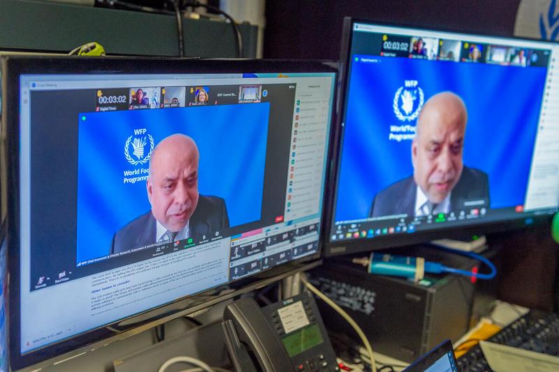 WFP HQ Rome, Italy, 21 June 2021 - In the Photo: intervention by Mr. Arif Husain, Chief Economist and Director Research, Assessment and Monitoring Division (RAM) - (connected remotely). - Photo: WFP/Giulio D'Adamo