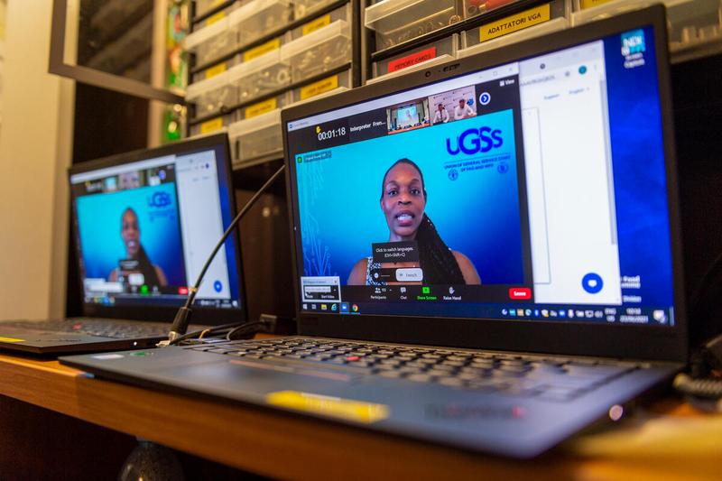 WFP HQRome, Italy, 23 June 2021 - In the Photo: intervention by Ms. Susan Murray, General Secretary of the Union of General Service Staff of FAO and WFP (UGSS) - (connected remotely). - Photo: WFP/Giulio D'Adamo