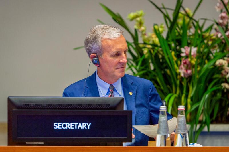 Intervention by Mr. Philip Ward during the "Anticipating Climate Shocks" Side event on the margins of the Second Regular Session of the Executive Board (EB.2/2021). Photo: WFP/Giulio d'Adamo