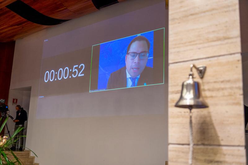 Intervention by H.E. Mr. Eduardo Mejia Calito, Minister Counsellor of the Mission of Guatemala - (connected remotely). Photo: WFP/Giulio d'Adamo