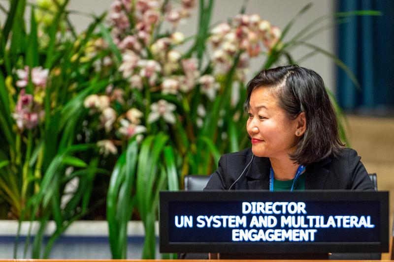 Intervention by Ms. Coco Ushiyama, Director UN System and Multilateral Engagement. Photo: WFP/Giulio d'Adamo