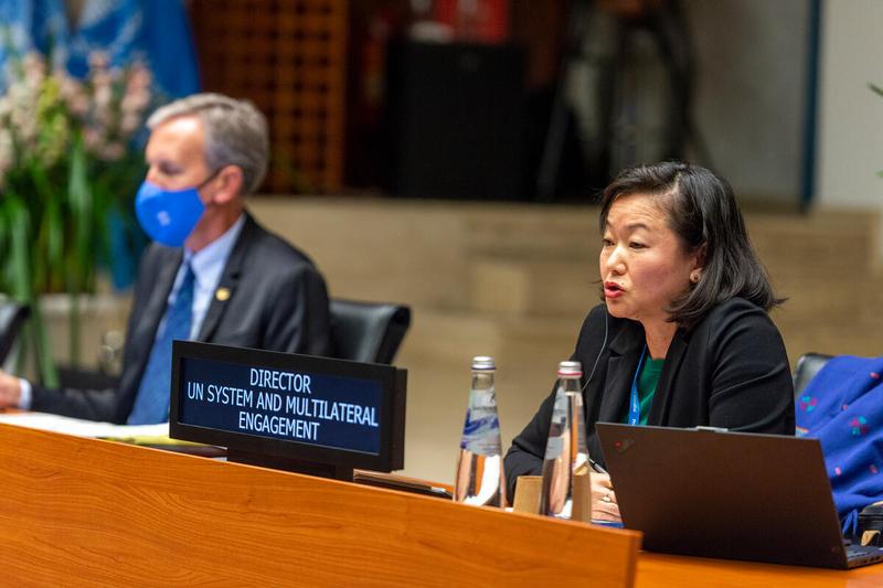 Intervention by Ms. Coco Ushiyama, Director UN System and Multilateral Engagement. Photo: WFP/Giulio d'Adamo