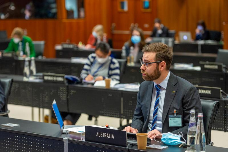 Intervention by Mr. Angus Minns Second Secretary and Alternate Perm Rep of Australia. Photo: WFP/Giulio d'Adamo
