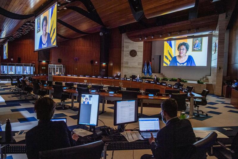 Caribbean multi-country strategic plan (2022–2026). Video message from the government of Barbados to the Executive Board. Photo: WFP/Rein Skullerud