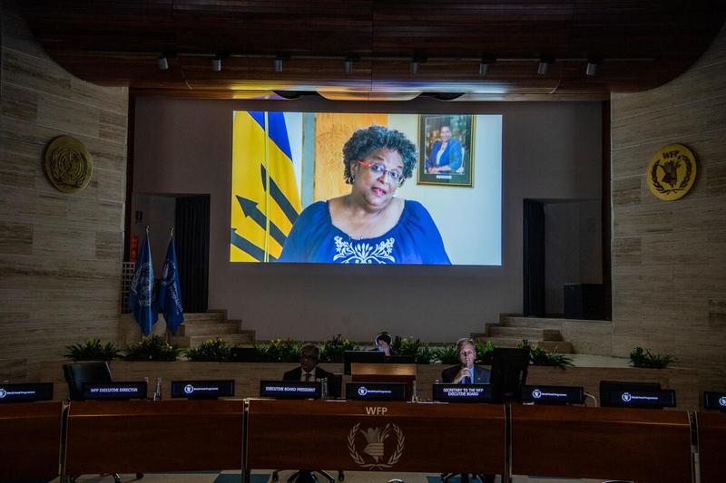 Caribbean multi-country strategic plan (2022–2026).  Video message from the government of Barbados to the Executive Board. Photo: WFP/Rein Skullerud