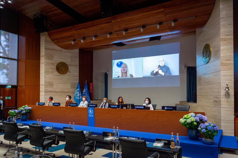 Intervention by H.E. Ms. Tanja Grén, Permanent Representative of Finland to FAO, WFP and IFAD (connected remotely). "Disability inclusion in action: What works? Lessons from an evaluation by the WFP-Trinity College Dublin partnership" side event on the margins of the Annual Session of the Executive Board 2022. Photo: WFP/Giulio d'Adamo