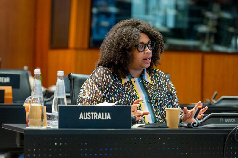 by Ms. Kristina Gill, Australia Delegation. "Disability inclusion in action: What works? Lessons from an evaluation by the WFP-Trinity College Dublin partnership" side event on the margins of the Annual Session of the Executive Board 2022. Photo: WFP/Giulio d'Adamo