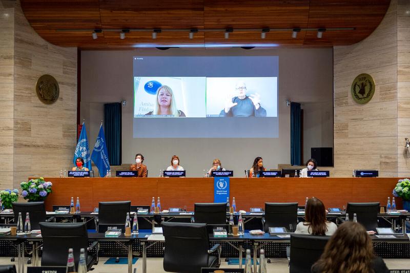 intervention by H.E. Ms. Tanja Grén, Permanent Representative of Finland to FAO, WFP and IFAD (connected remotely). "Disability inclusion in action: What works? Lessons from an evaluation by the WFP-Trinity College Dublin partnership" side event on the margins of the Annual Session of the Executive Board 2022. Photo: WFP/Giulio d'Adamo