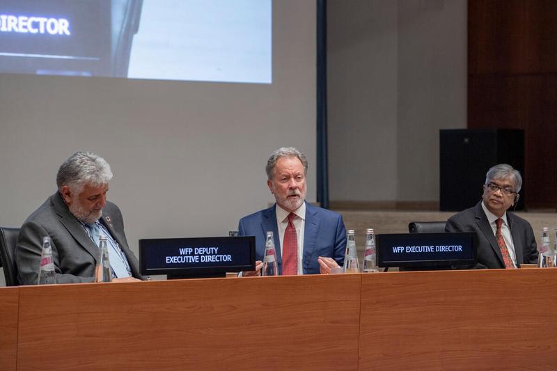 Mr. David Beasley, Executive Director and H.E. Md. Shameem Ahsan Ambassador of the People's Republic of Bangladesh and Executive Board President 2022 present certificates of appreciation to outgoing Ambassadors.  H.E. Ms. Jennifer A. Harhigh - Deputy Chief of Mission United States of America  Photo: Rein Skullerud