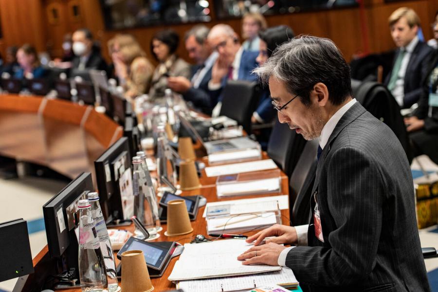 Intervention by H.E. Mr. Yoshihiro Kuraya, Minister Counsellor and Deputy Permanent Representative of Japan. Second Regular Session of the Executive Board (EB.2/2022) Photo: WFP/Rein Skullerud  Usage Instructions